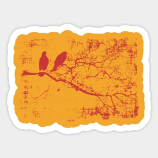 ancient style birds on a tree design Sticker